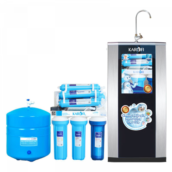 Máy lọc nước thường Karofi, 9 cấp, đèn UV, tủ IQ - KT90IQ + 1 bộ 3 lõi lọc Karofi